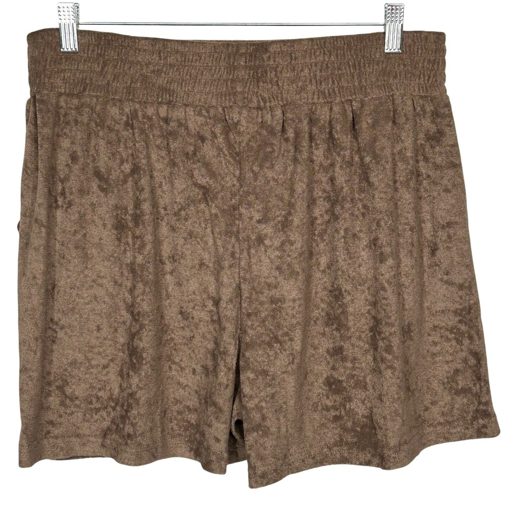 PrettyLittleThing Brown Towelling Beach Shorts w/Pockets Women's Size 12 NWT - Picture 3 of 7